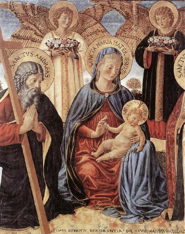 GOZZOLI, Benozzo Madonna and Child between Sts Andrew and Prosper (detail) fg China oil painting art